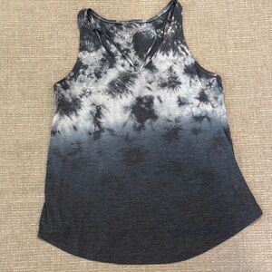 Mudd Black and Gray Tie-Dye Tank Top